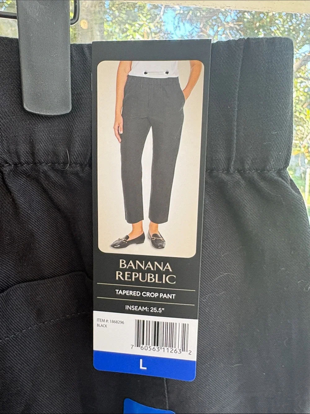 Banana Republic Black Cropped Elastic-Waist Pants-Size Large